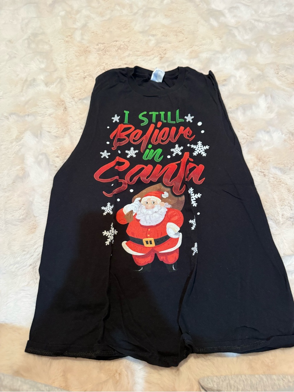 Hanes Black Kids Tank Top with Red & Green Santa Graphic